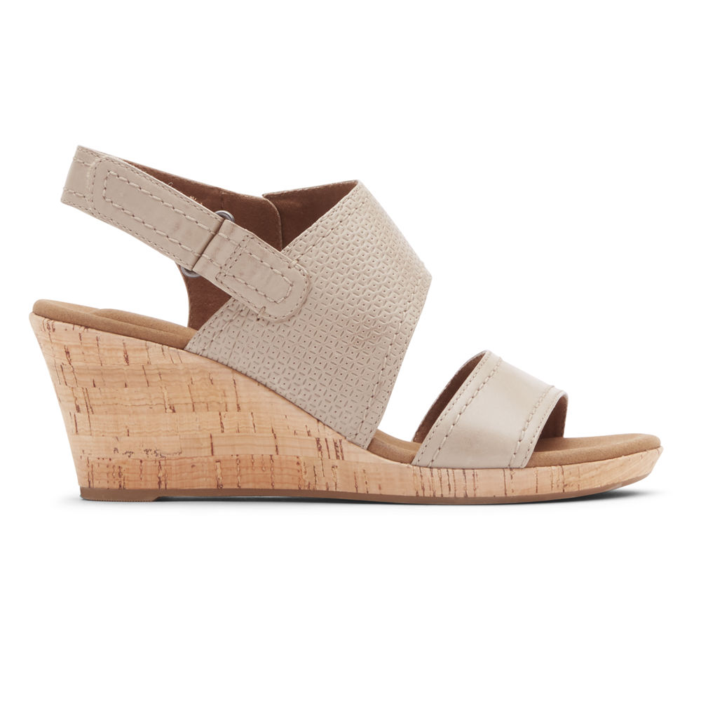 Rockport Womens Briah Asymmetrical 2-Piece - Sandals Beige - NKG273684